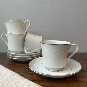 4 Tea Pair Cup & Saucer Lovelas by Crown Victoria Japan Fine China